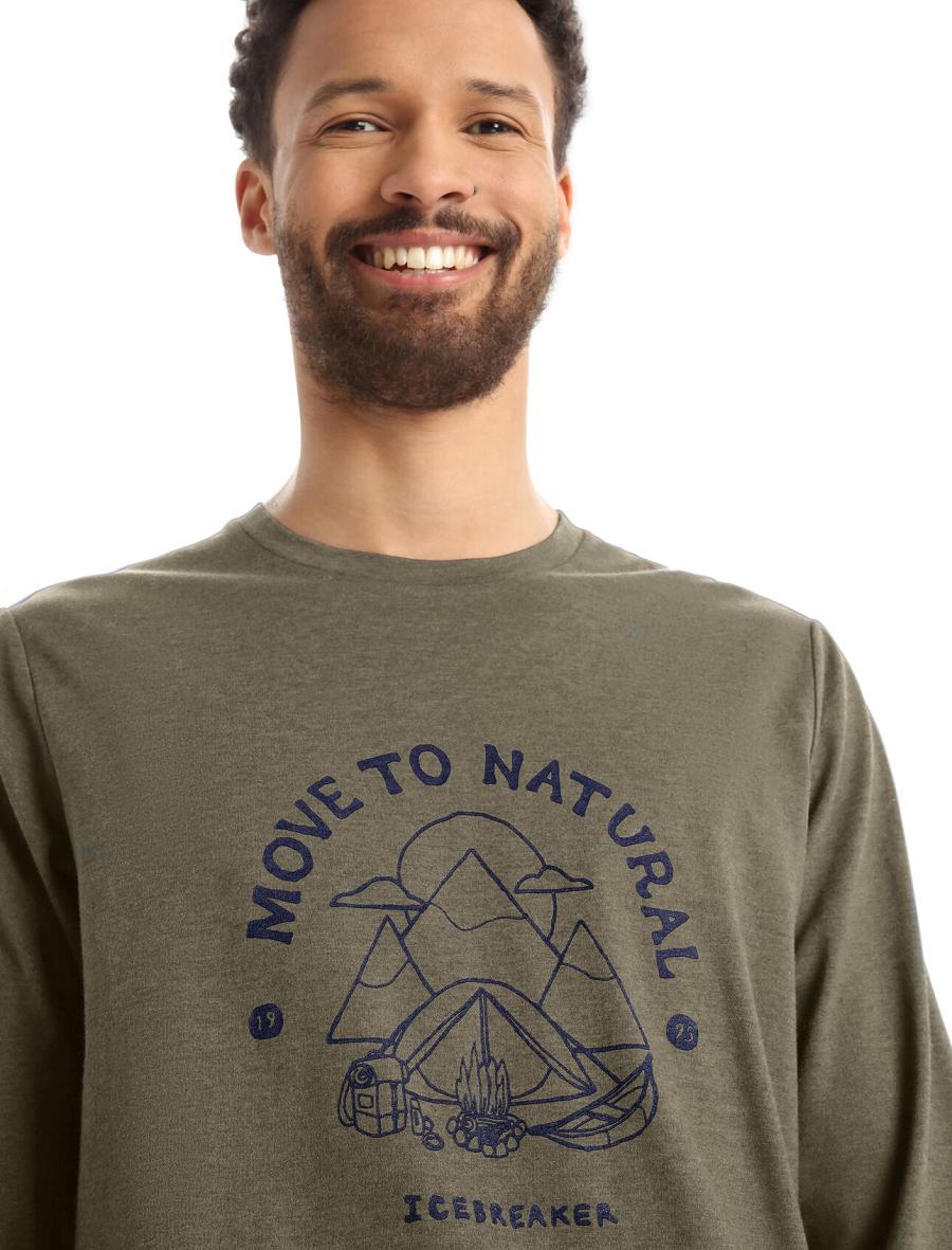 Loden Icebreaker Merino Central Classic T-Shirt Canopy Camper Men's Long Sleeve | AU 1225DFMN